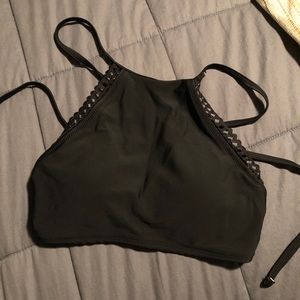 Aerie Swim top boat neck, ties in back. Black